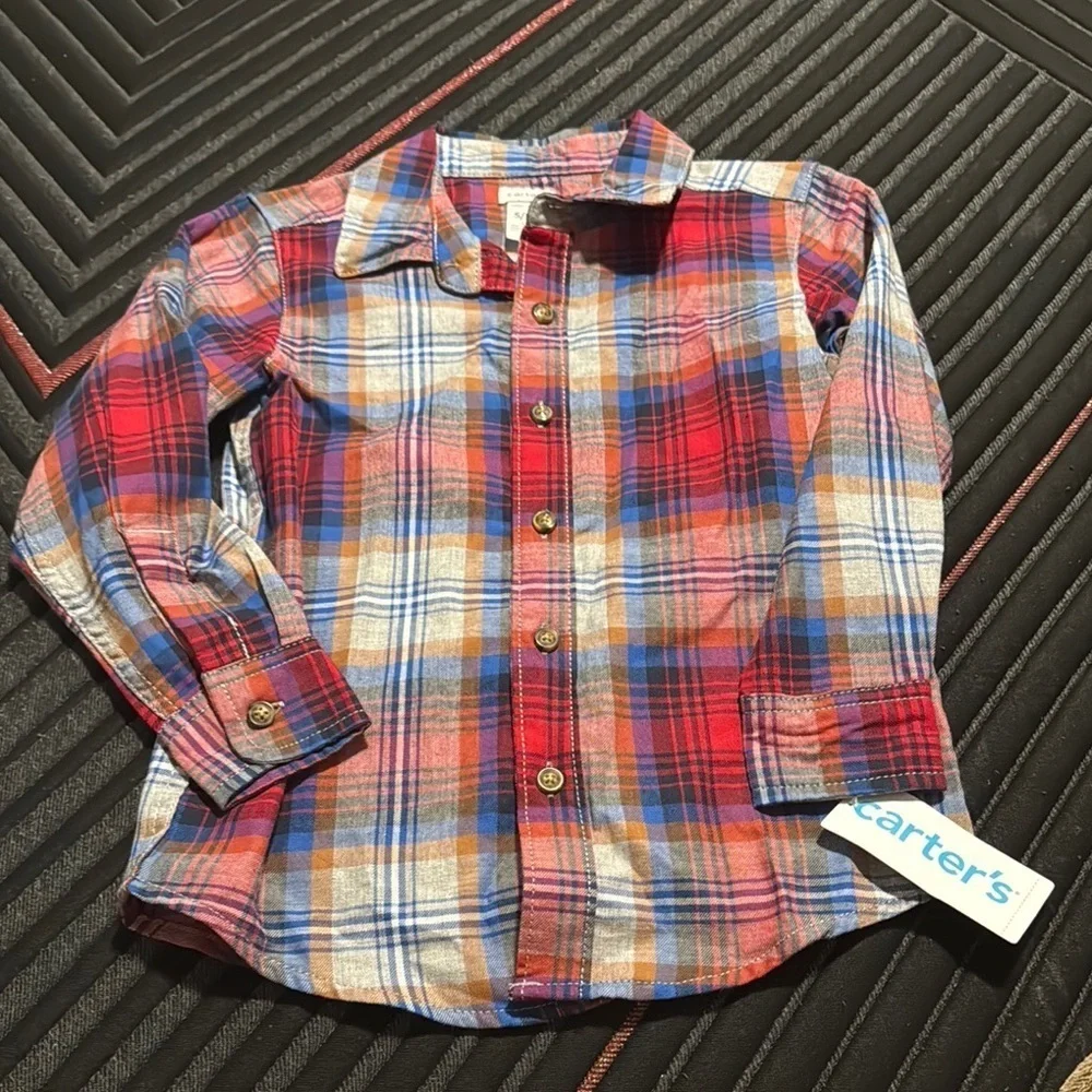 Carter's Kids Plaid Shirt - Red, Blue, Brown